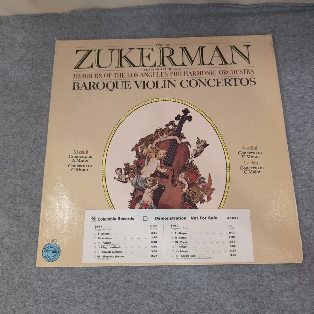 Pinchas Zukerman Baroque Violin Concertos LA Philharmonic Columbia Vinyl M 34571